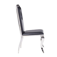 Cyrene - Side Chair (Set of 2) - Black Synthetic Leather & Stainless Steel