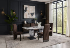 D12 - 9 Piece Dining Room Set (Dining Table And 8 Dining Chairs) - Black / Brown