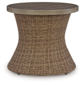 Laguna Heights - Round End Table With Umbrella Option - Beige