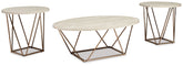 Tarica - Occasional Table Set (Set of 3) - White / Metallic