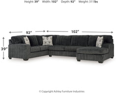 Hollyview - 3-Piece Sectional With Raf Corner Chaise - Shadow