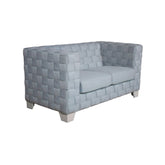 Saree - Loveseat - Light Teal Chenille & White