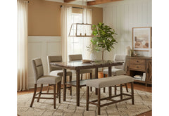 D4355 - 7 Piece Dining Room Set (Bar Table With 6 Bar Stools) - Dark Brown