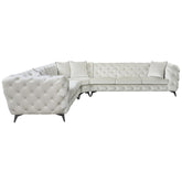 Atronia - Sectional Sofa With 4 Pillows - Beige Fabric