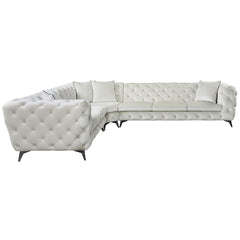 Atronia - Sectional Sofa With 4 Pillows - Beige Fabric