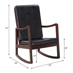 Raina - Rocking Chair - Dark Brown Synthetic Leather & Espresso