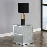 Noralie - 18" End Table With Faux Diamonds - Mirrored