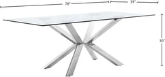 Juno - Glass Dining Table - Silver