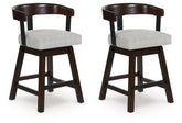Haddigan - Upholstered Swivel Barstool (Set of 2) - Dark Brown