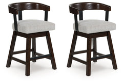 Haddigan - Upholstered Swivel Barstool (Set of 2) - Dark Brown