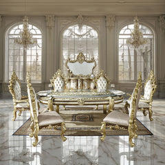 Desiderius - Dining Table - Antique Gold & Hand-Painted Brown