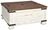 Wystfield - Cocktail Table with Storage - White / Brown