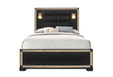 Blake - Queen Bed With Lamps - Black / Gold