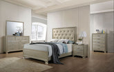 Carine - Queen Bed - Synthetic Leather & Champagne