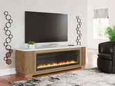 Camdill - 80" TV Stand With Electric Fireplace - Light Brown