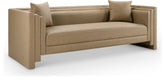 Everett - Sofá tapizado de cuero vegano de 88,5" - Beige