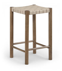 Entwine - Vegan Leather Upholstered Backless Counter Stool - Painted Brown