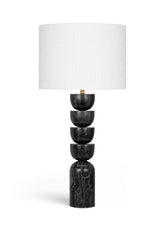 Opus - Genuine Marble, Linen Textured Fabric And Brass Table Lamp