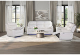 U6026 - 3 Piece Living Room Set (Reclining Sofa, Console Reclining Loveseat, Glider Recliner With LED) - White