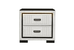 Isabella - Nightstand With LED - Black / White
