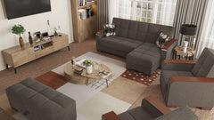 Ottomanson Armada X - Upholstered Convertible Wood Trimmed Ottoman With Storage - Gray Chenille