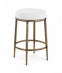 Ferro - Upholstered Backless Counter Stool With Brushed Gold Base