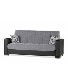 Ottomanson Armada - Upholstered Convertible Sofabed With Storage - Gray/Black PU Polyester