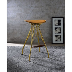 Dragea - Bar Stool (Set of 2) - Whiskey Synthetic Leather & Gold