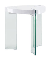 Noland - End Table - Clear Glass & White High Gloss