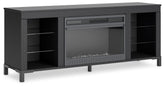 Cayberry - TV Stand With Fireplace - Black