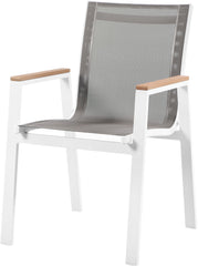 Nizuc - Outdoor Patio Dining Arm Chair With White Frame And Natural Arms (Set of 2)