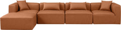 Cube - 5 Piece Modular Sectional With Chaise - Cognac