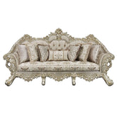 Danae - Sofa With 7 Pillows - Fabric, Champagne & Gold