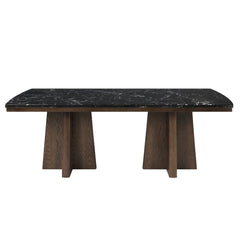 Estella - Dining Table With Marble Top - Black Natural Marble Top & Walnut