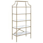 Serena - 5-Shelf Glass Bookshelf - Gold