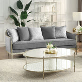 Fernando - Sofa With 5 Pillows - Gray Chenille & Champagne