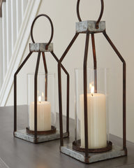 Diedrick - Lantern Set (Set of 2) - Gray / Black