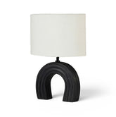 Lithos - Genuine Marble Base And Linen Textured Fabric Shade Table Lamp