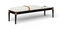 Nara - Linen Textured Fabric Upholstered Bench - Painted Black