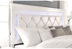 Pompei - 4 Piece King Bedroom Set (Bed With LED, Dresser, Mirror, Nightstand) - White