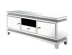 Lotus - TV Stand - Mirrored, Faux Ice Cube Crystals
