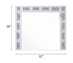 Noralie - 28" X 32" Accent Mirror - Mirrored & Faux Diamonds