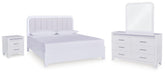 Jarlee - 4 Pc. - King Panel Bed, Dresser, Mirror And Nightstand - White