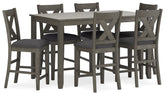 Caitbrook - Rect Drm Counter Table Set (Set of 7) - Gray