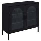 Jess - 2-Door Arched Fluted Glass Accent Cabinet - Black