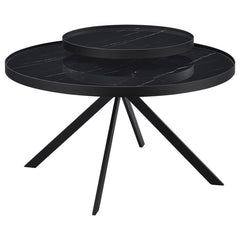 Briggs - Round Marble Printed Glass Top Coffee Table