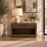Leanna - Nightstand With Wood Top - Brown Oak