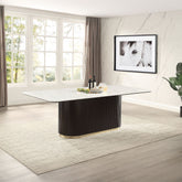 Clayten - Dining Table With Marble Top - White / Espresso