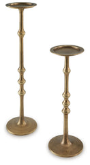 Larwick - Candle Holder Set (Set of 2) - Antique Brass Finish