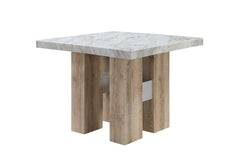 D04 - 7 Piece Dining Room Set (Bart Table And 6 Bar Stool) - Natural / Silver